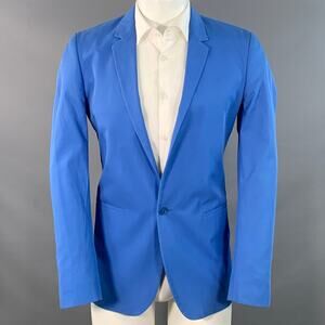 36 Blue Cotton Twill Notch Lapel Single Button Sport Coat